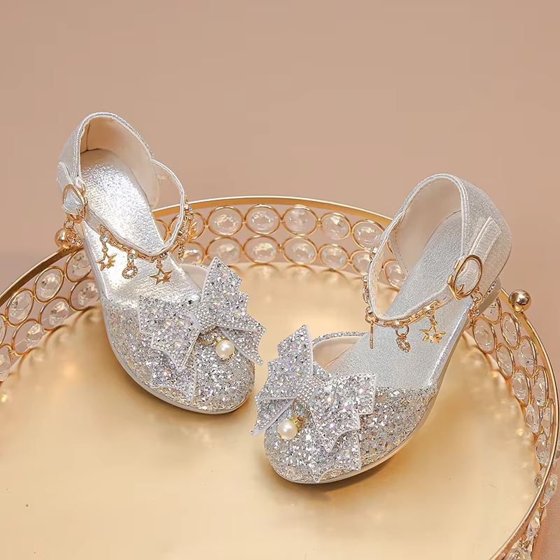 Chaussures en cuir à talons hauts pour filles, talons hauts pour fête de mariage, strass scintillant