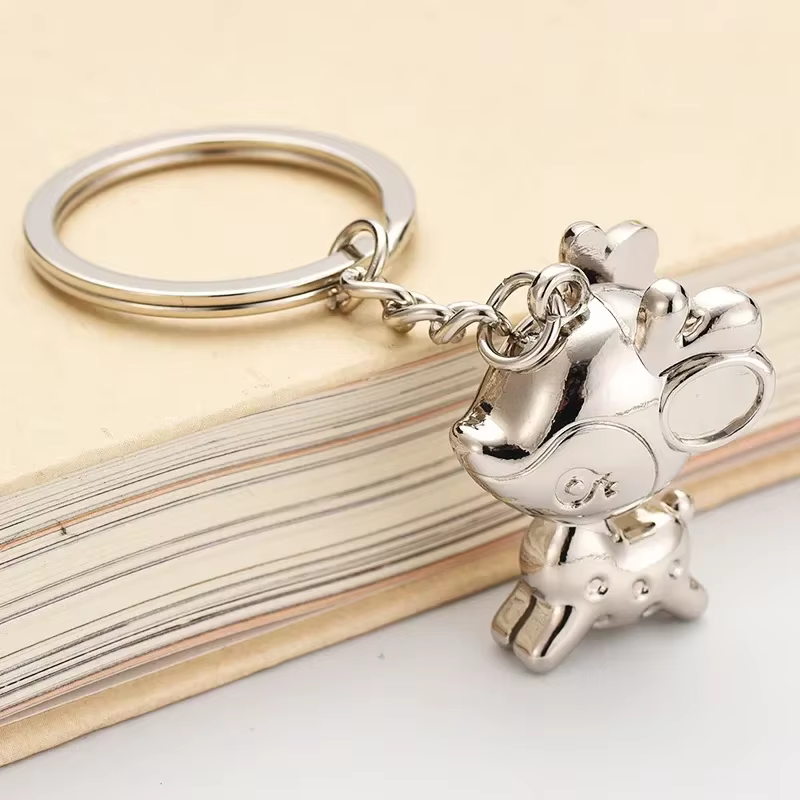 Porte-clés cerf porte-bonheur, renne, cerf de noël, élan, forêt Sika, bijoux