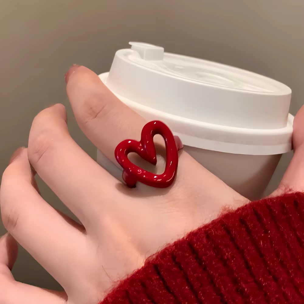 Bague rétro en acrylique d'amour irrégulier pour femmes, anneau ouvert géométrique creux Simple, acc