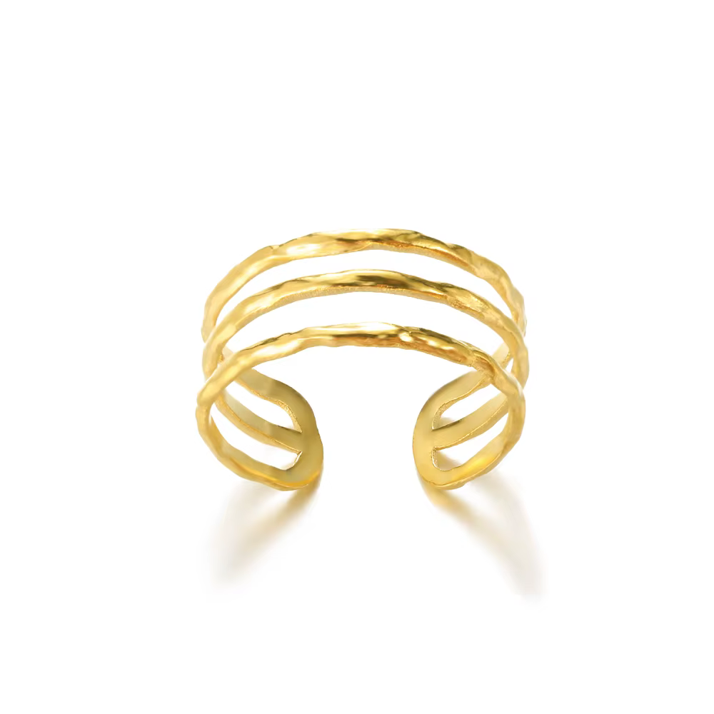 Bagues Vague Vintage pour Femme, Acier Inoxydable, Or, Bijoux Géométriques, Bague Rock Réglable, Est
