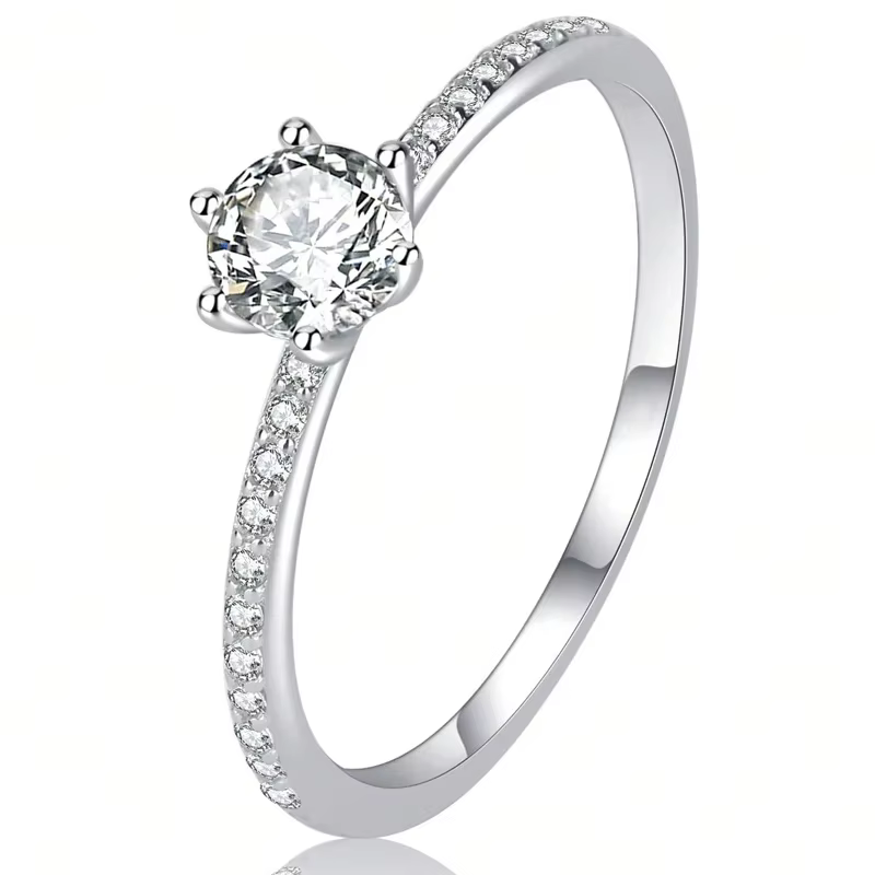 Bague simple en argent Sterling 925 pour femmes, classique, magnifique, brillant, Zircon, fiançaille