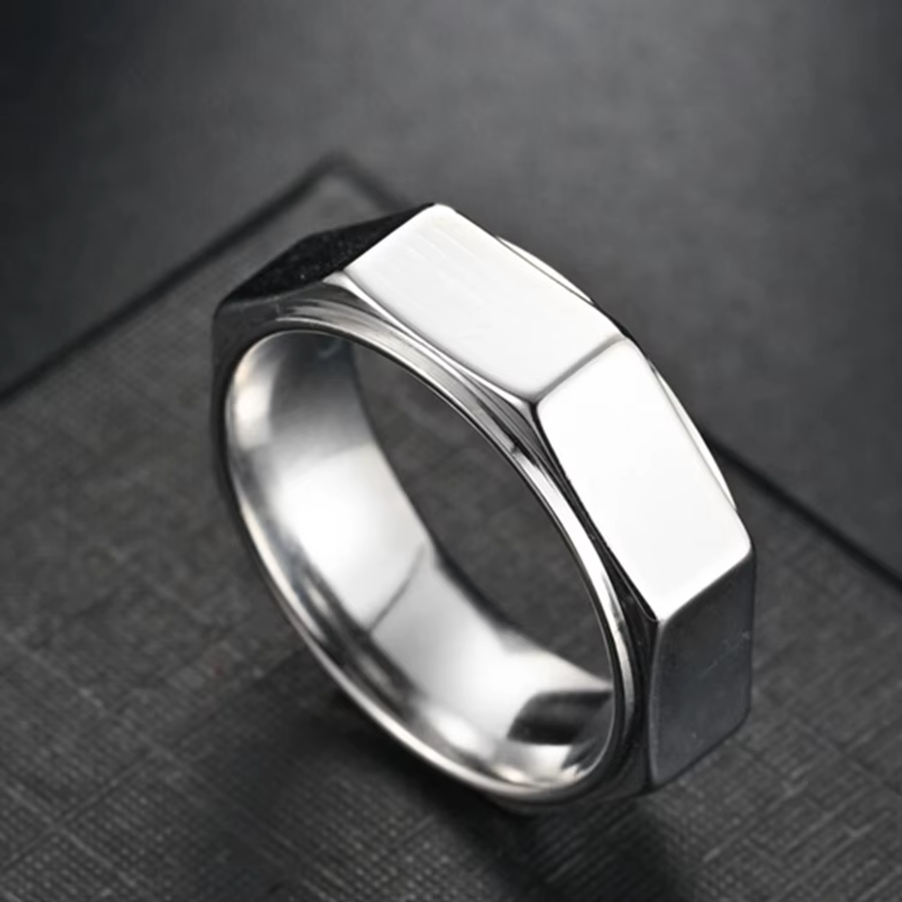 Anneau hexagonal en titane et acier pour hommes, 8mm, en forme d'écrou, soulage l'anxiété, décompres