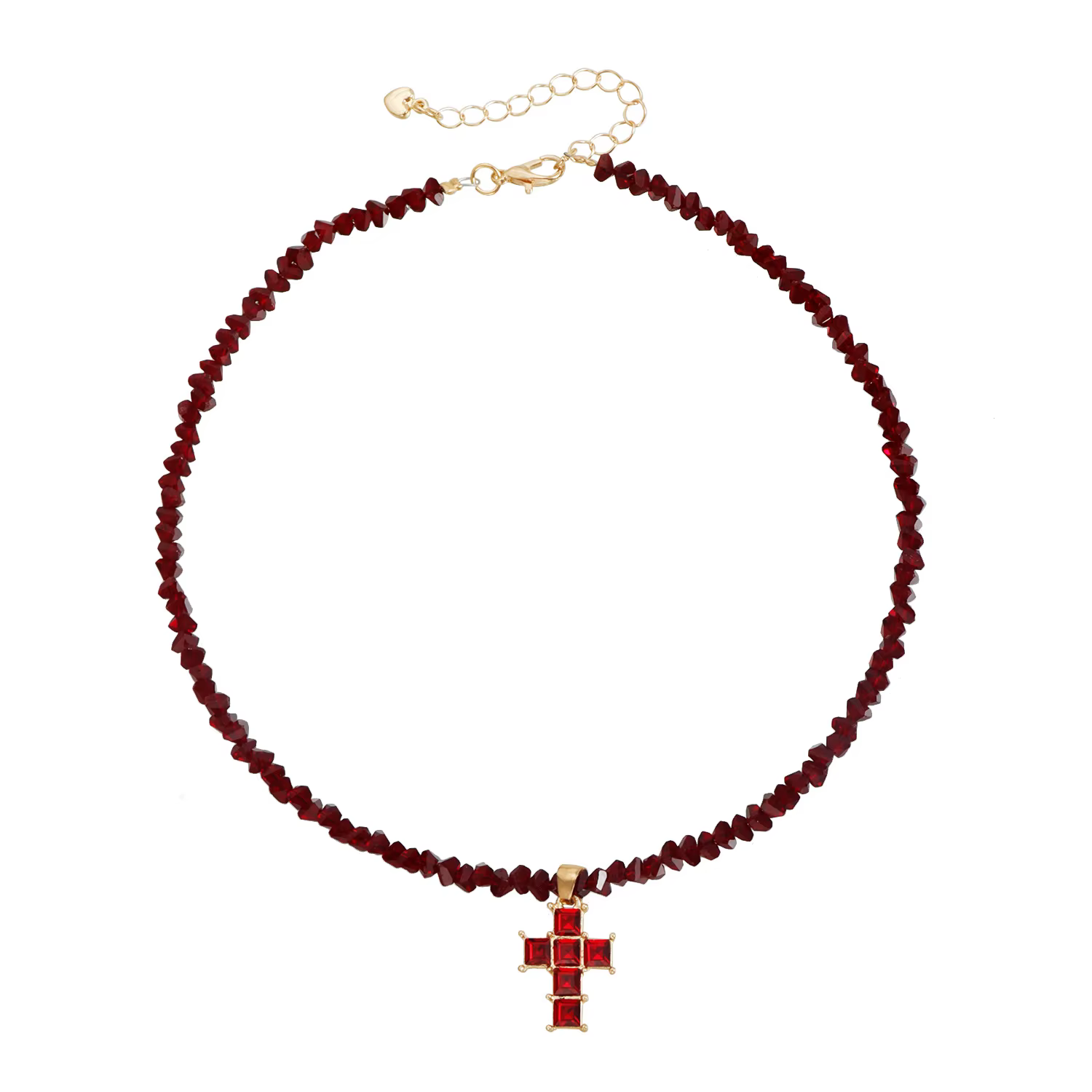 Collier pendentif croix en cristal délicat pour femme, chaîne de clavicule tendance avec perles, bij