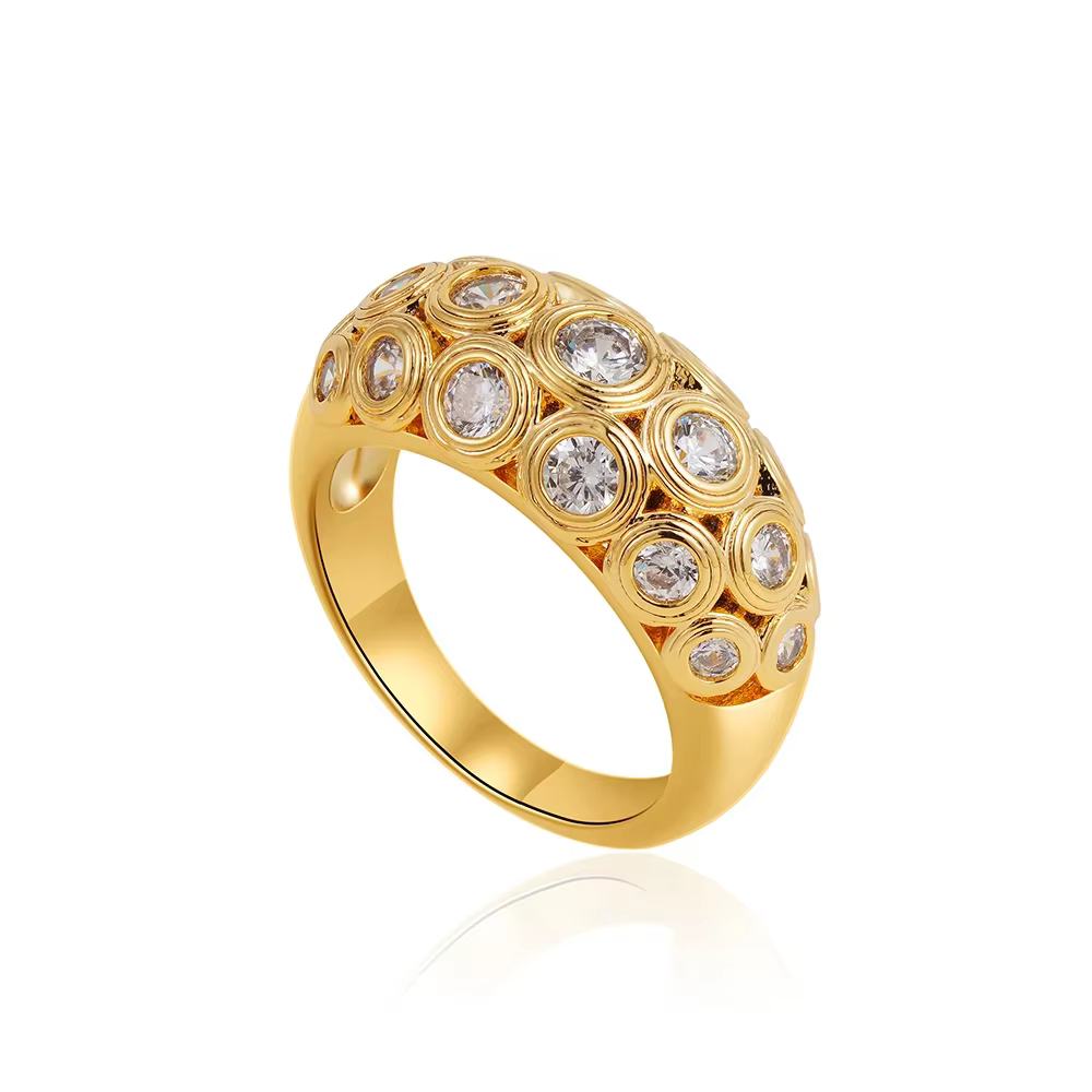Bagues de doigt épaisses en strass, cercle scintillant, exquis et élégant, plaqué or 18 carats, ne t