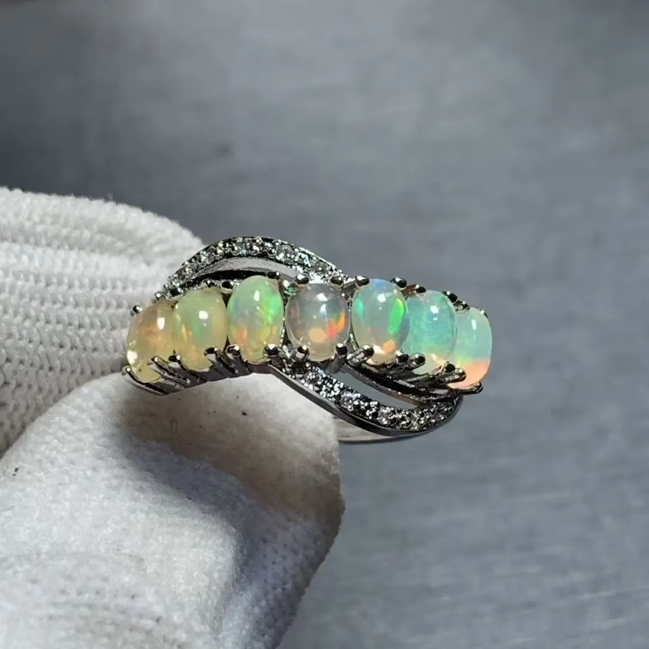 HEYYA STONE – bague en opale naturelle pour femmes, en cuivre, bijoux fins simples, pierre précieuse