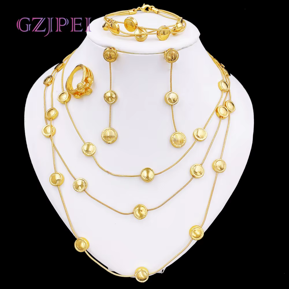 GZJPEI mode femmes ensemble de bijoux multicouche pull colliers multicouche perles Bracelet Chic lon