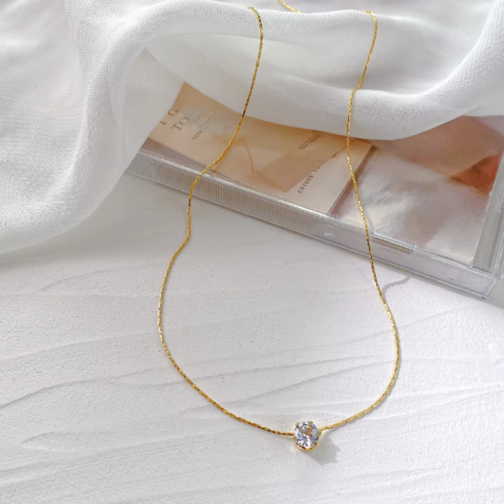 Collier rond en acier inoxydable plaqué or pour femmes, breloque minimaliste en Zircon, chaîne Anti-