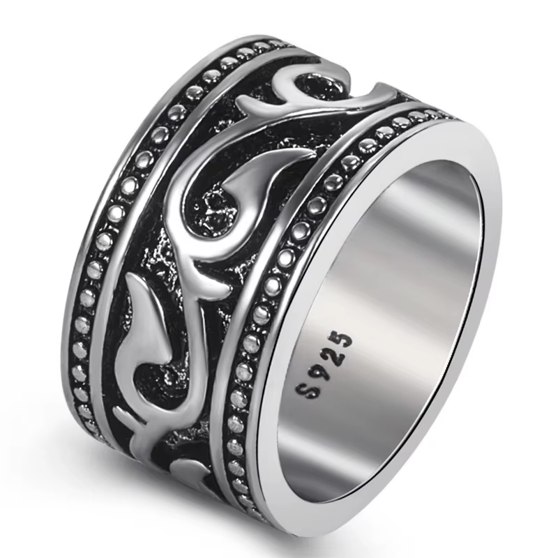 Bague Vintage en argent 925 pour hommes, accessoires de fête, branche de feuille, qualité supérieure
