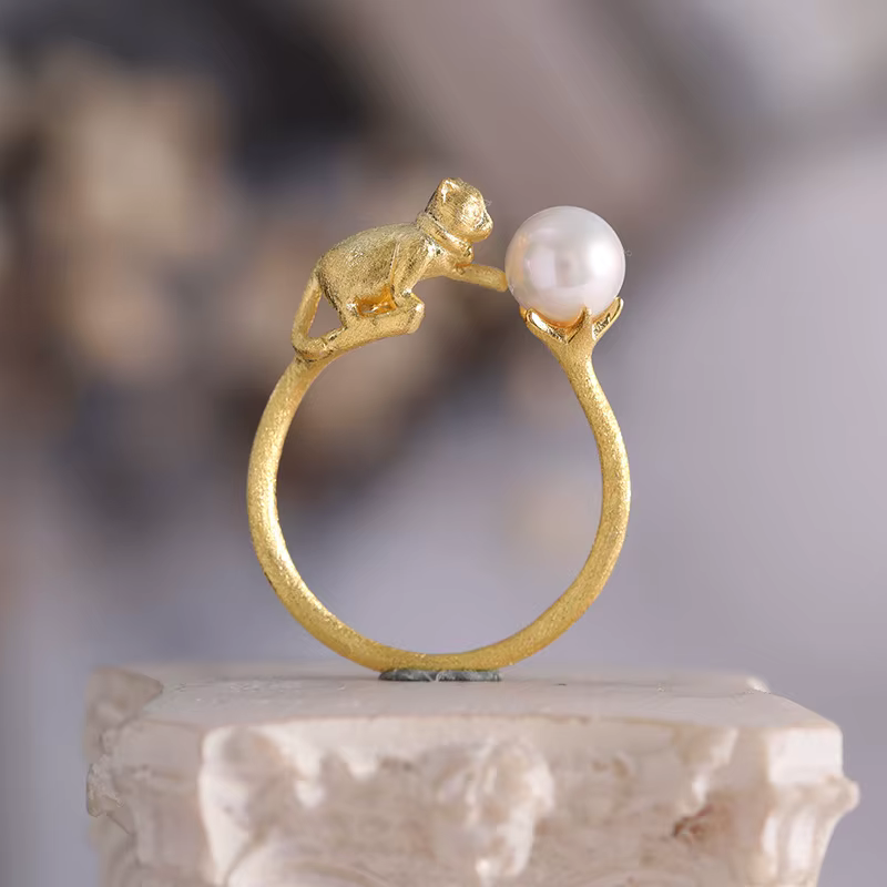 Ensemble de bijoux en perles de chats pour femmes, artisanat en or prairie exquis, boucles d'oreille