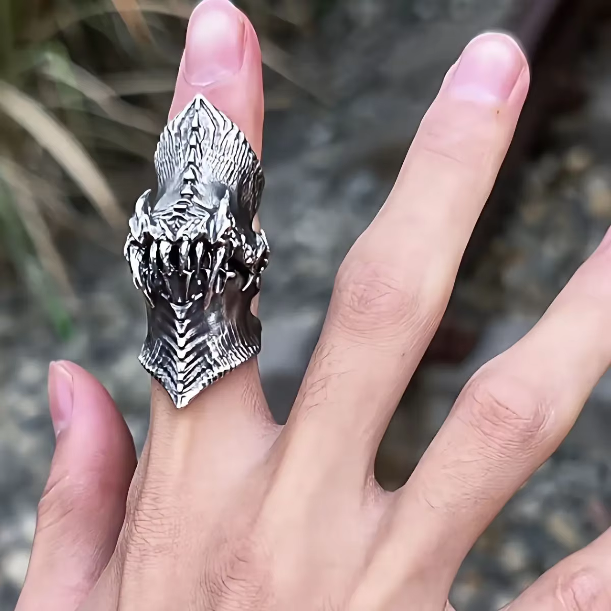 Bague punk rétro tête de dragon, tête de loup, crâne, pour garçons, personnalité affirmée, auto-défe