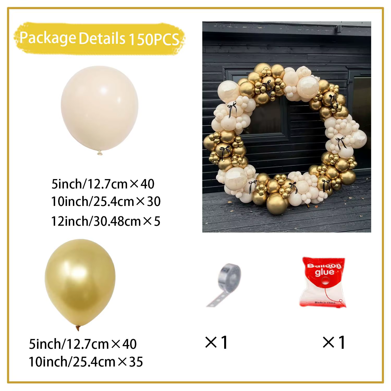 Ensemble de ballons en Latex or blanc pour fête d'anniversaire et de mariage, ensemble de ballons de