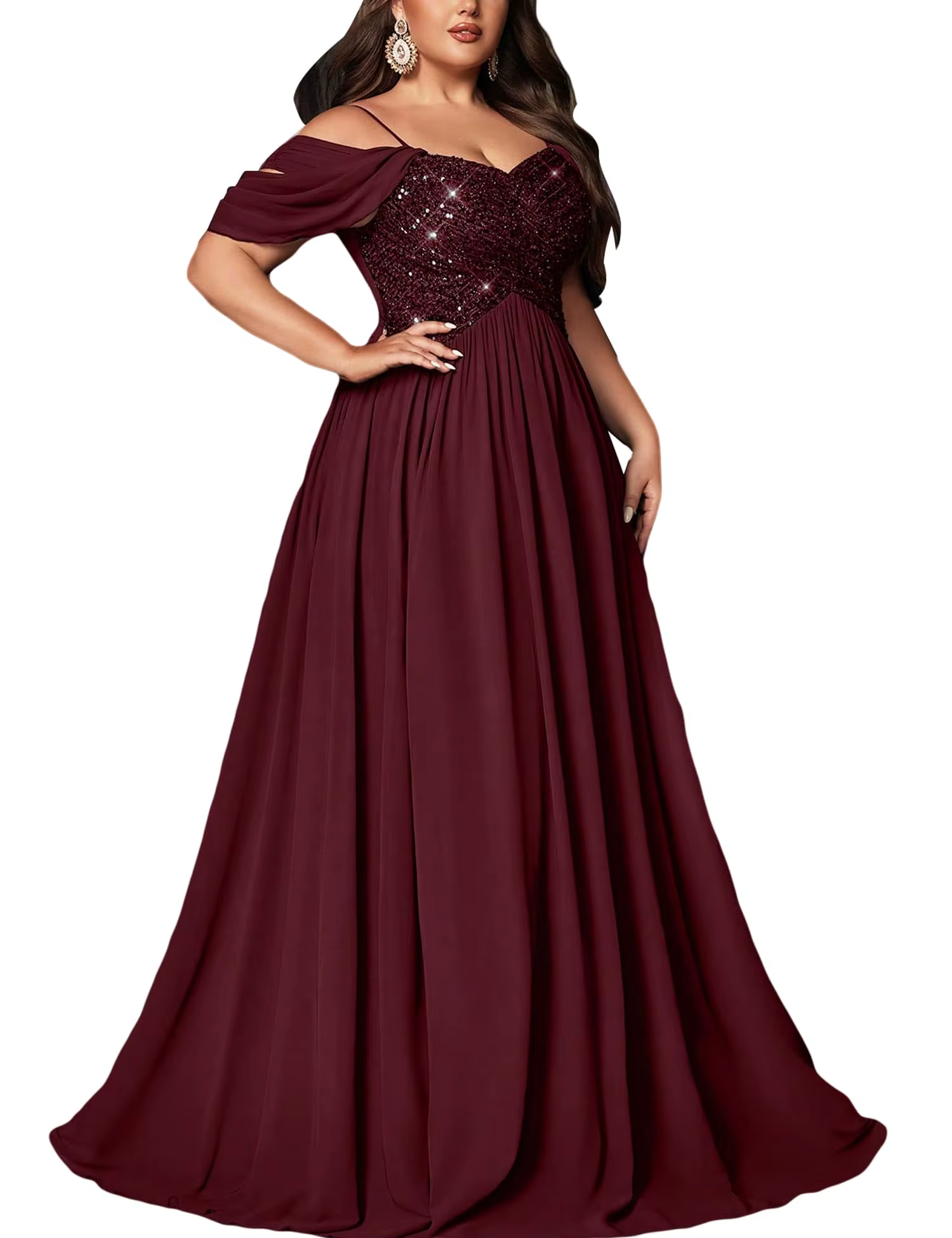 Robes de demoiselle d'honneur pour femmes, taille plus, avec paillettes, pour mariage, soirée formel