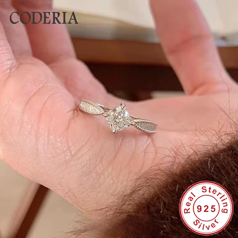 Bague de mariage Moissanite couleur D VVS1, coupe princesse, 5.5x5.5mm, diamant de laboratoire, bagu
