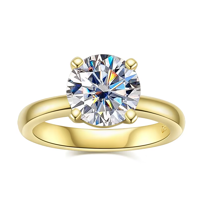 Bague de fiançailles ronde en argent Sterling 925, Moissanite 3 Carat, bijoux fins, couleur jaune, p
