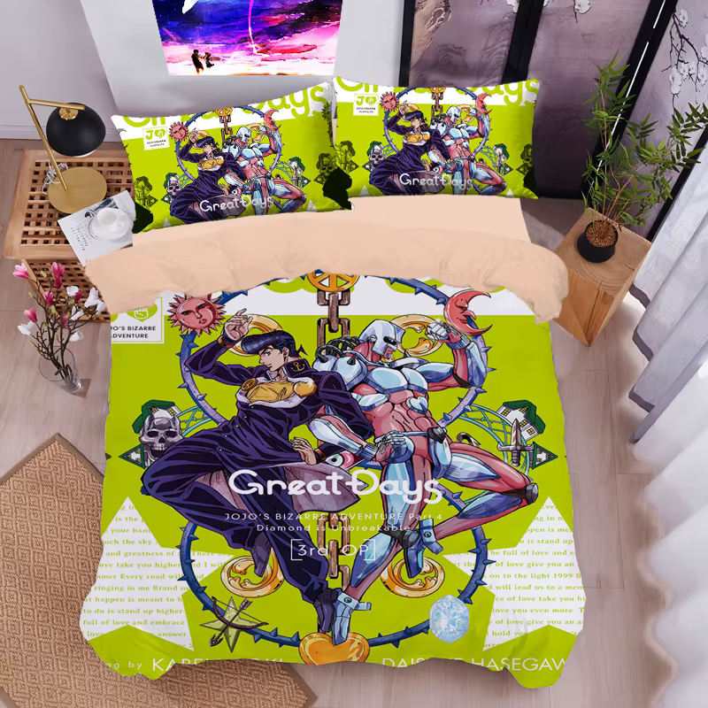 Ensemble de literie Bizarre Adventure jo-jo, housse de couette, doux et respirant, cadeaux universel