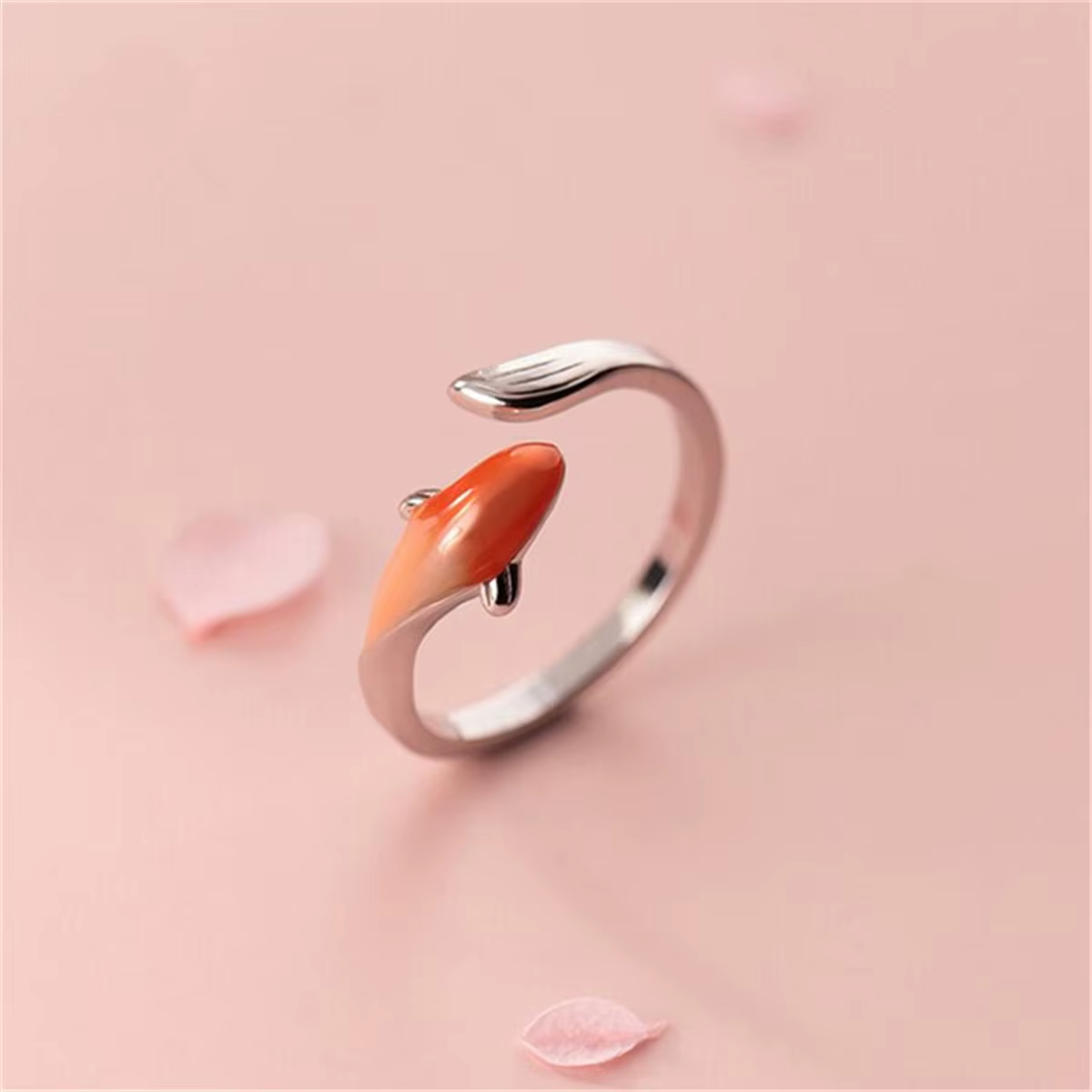 Bagues de poisson Koi rouge créatives pour femmes, bijoux vintage, porte-bonheur, document en argent
