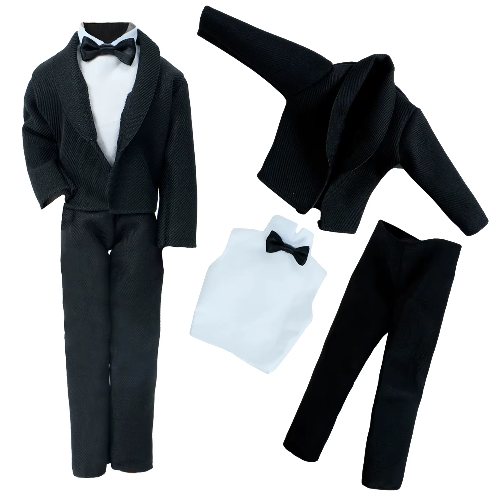 1 ensemble 1/6 hommes costume manteau + gilet + pantalon affaires noir tenue smoking vêtements de fê