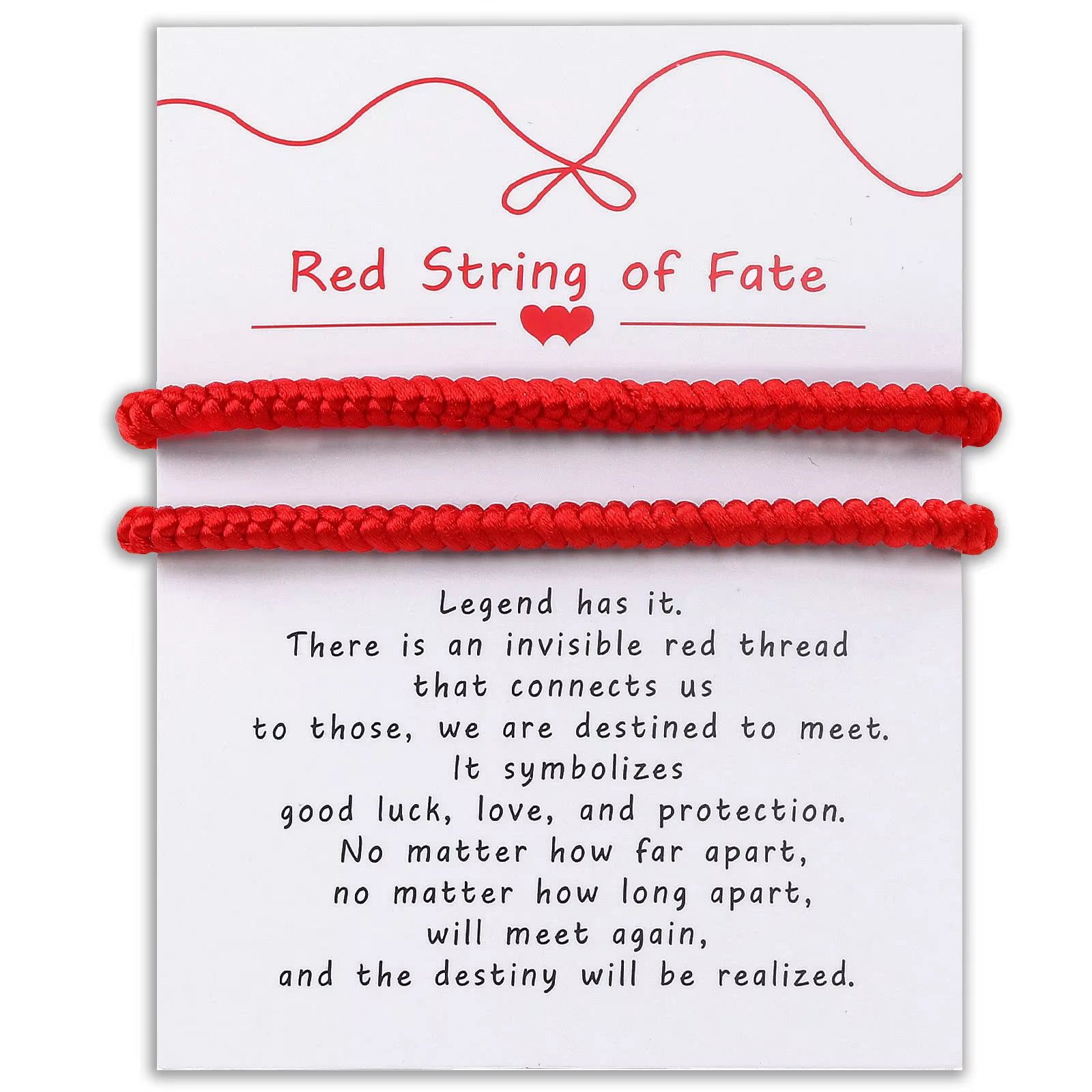 Bracelet de couple pour hommes, cadeau de relation longue distance du destin rouge pour petite amie,