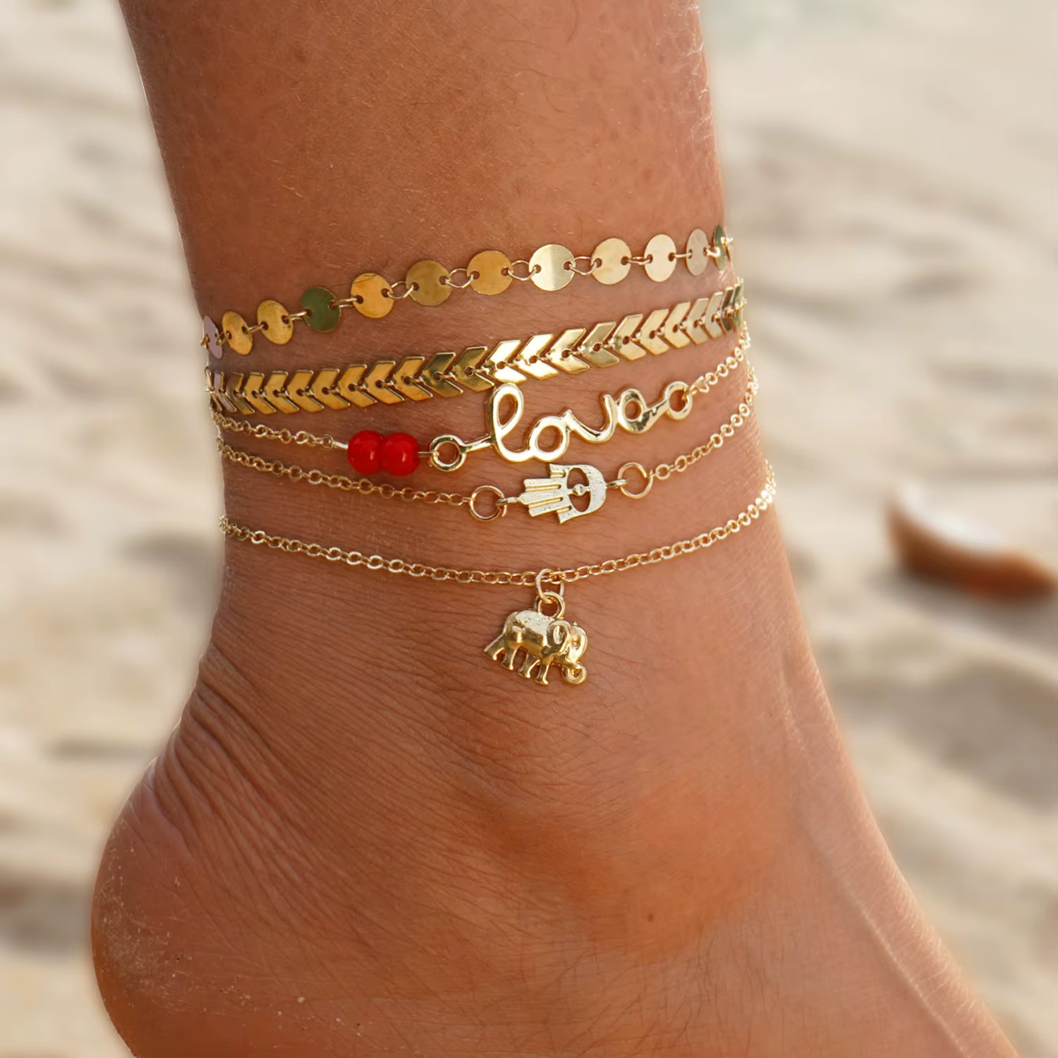 Bracelets de cheville pour femmes, bracelets de cheville palmés en or 18 carats pour femmes et fille