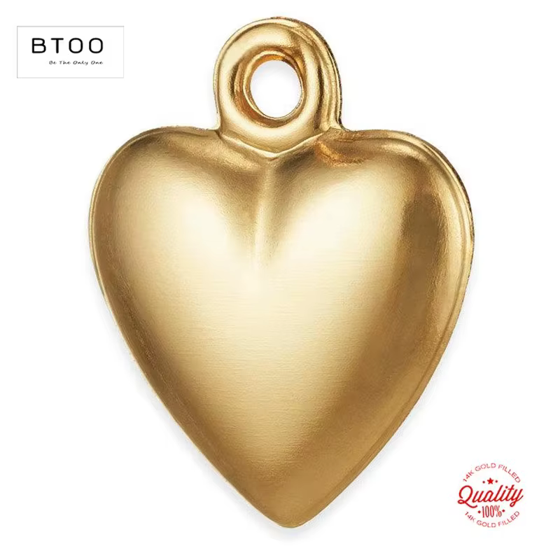 Pendentif en forme de cœur rempli d'or 14 carats, bijoux à breloques en forme de cœur pour la fabric