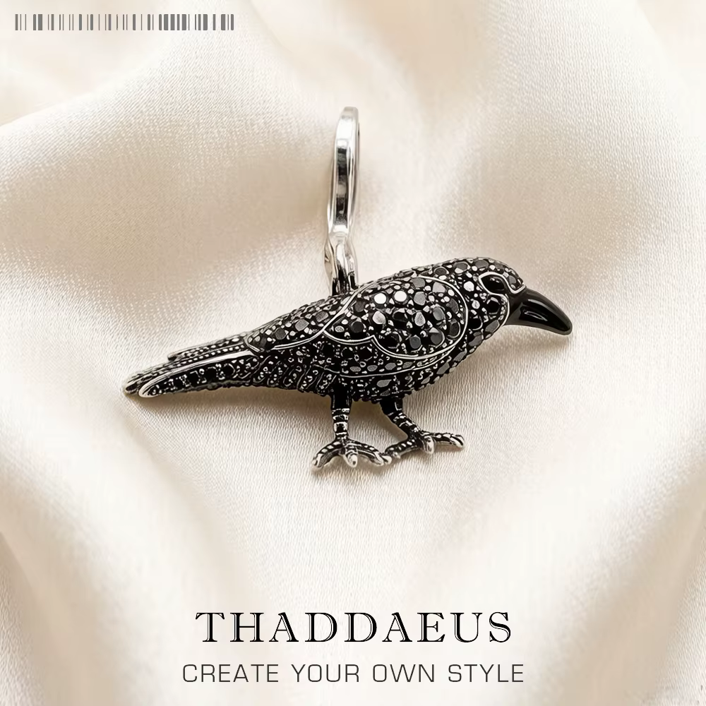 Pendentif corbeau noir Rabe, Bijoux à la mode en argent Sterling 2019, Bijoux européens, accessoires