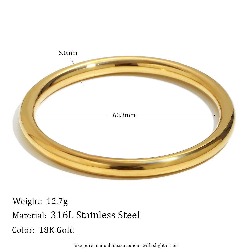 E.B.belle – bracelet rond creux plaqué or 18 carats pour femme, bijoux empilables