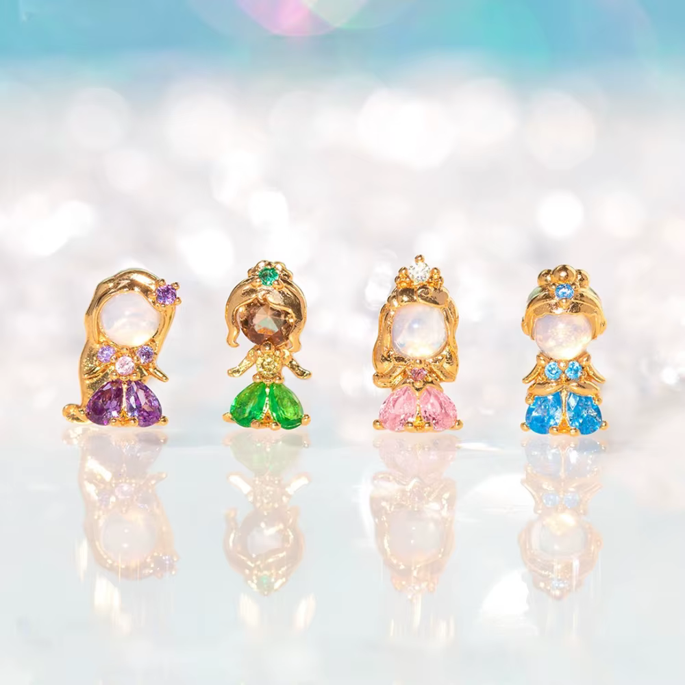 Nouveau ins mignon dessin animé princesse boucles d'oreilles ensemble pour femmes fille mode Vintage