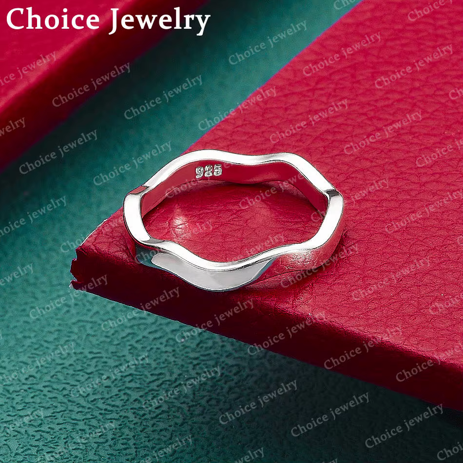 Bague incurvée simple en argent Sterling 925 pour femmes, bijoux à la mode, accessoires de mariage é