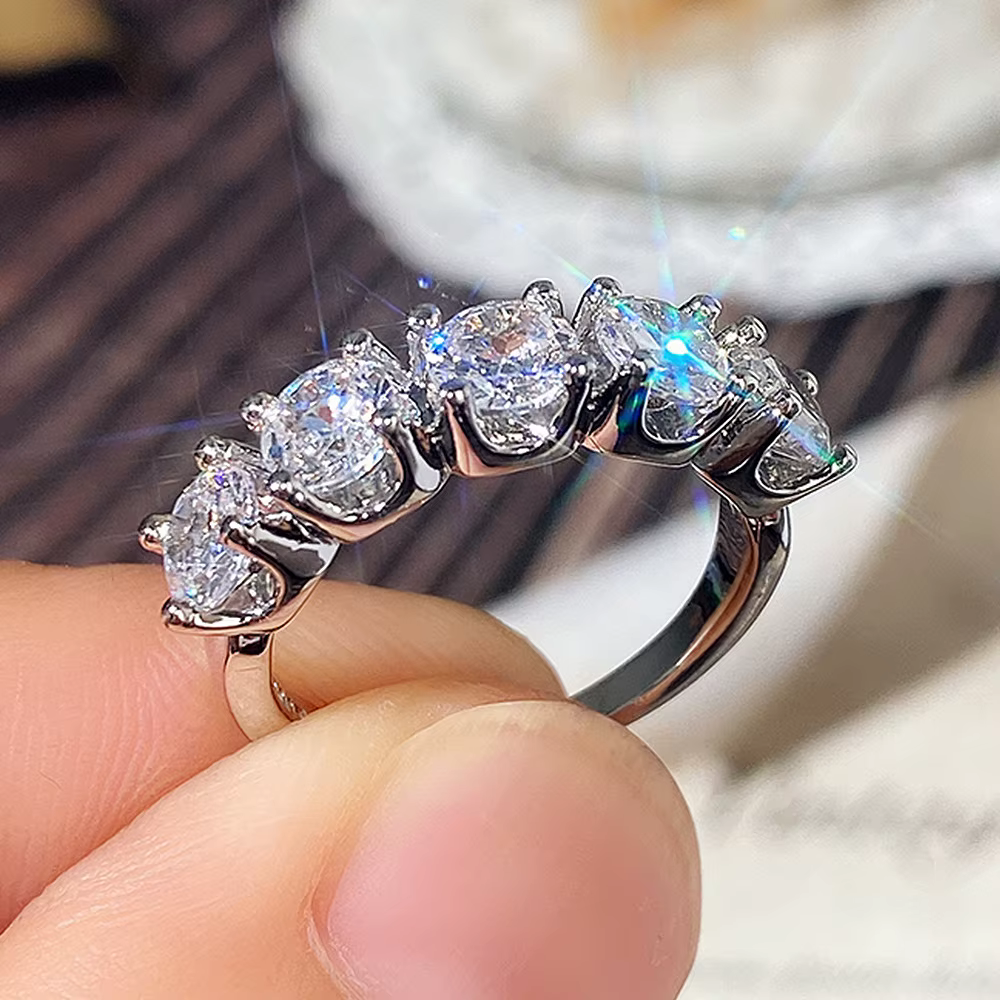 Bagues élégantes en argent regardé 925 pour femmes, matiques en cristal de moissanite, nucleolab uni
