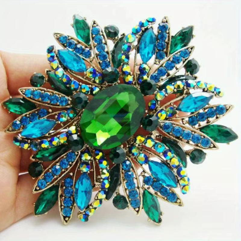 Badges de broche exagérés de luxe en strass pour femmes et hommes, bijoux classiques Vintage à la mo