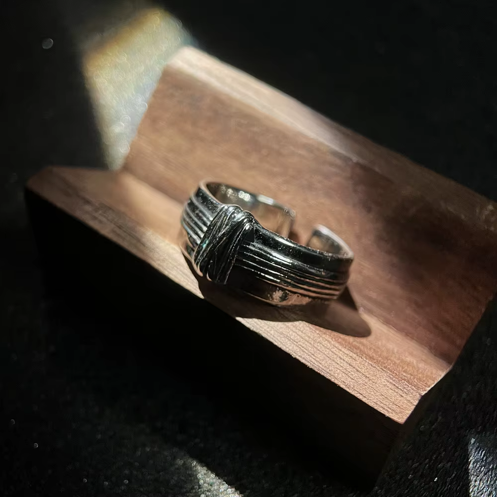 Anneau de cordes enroulées rétro, anneau ouvert Punk gothique pour hommes et femmes, bijoux en allia
