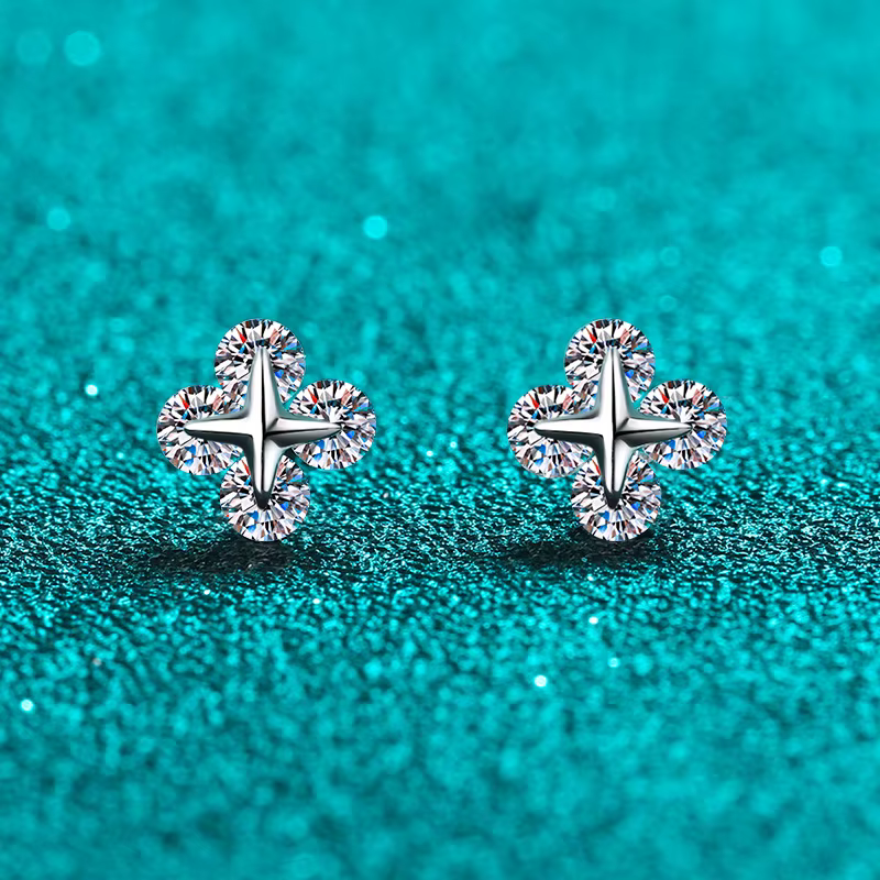 Boucles d'oreilles de luxe en or Champagne Moissanite 0,8 ct et or blanc 18 carats pour femmes, bouc