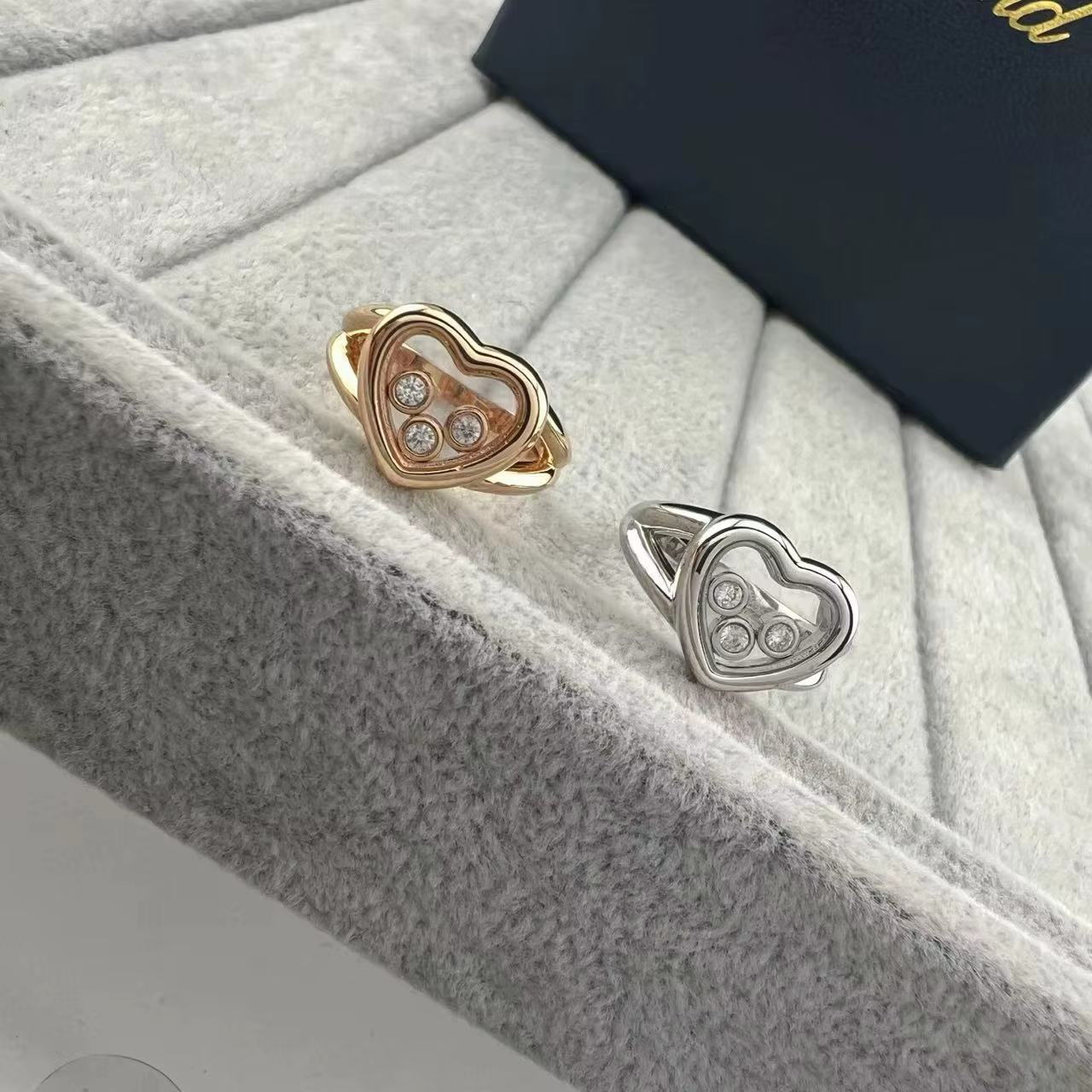 Bague de fiançailles plaquée or rose, élégante, avec diamant en forme de cœur, pour femme, style fra