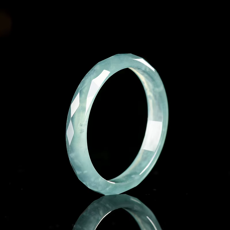 Bague en jadéite bleue du Myanmar, cadeaux de styliste pour femmes et hommes, pierre sculptée, charm