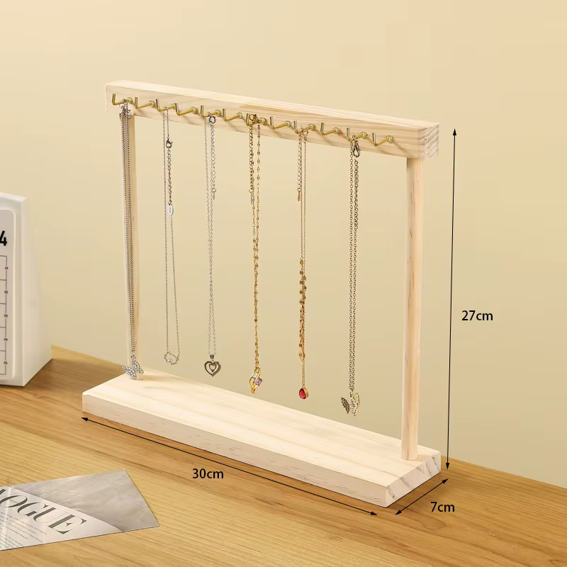 Bricolage assemblage porte-bijoux en bois massif collier présentoir grande capacité Collection pende