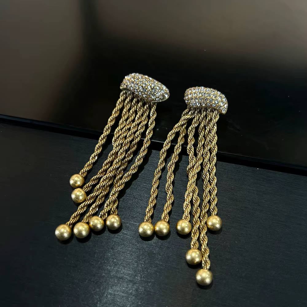 Ensemble de bijoux à pampilles vintage pour femmes, boucles d'oreilles et collier