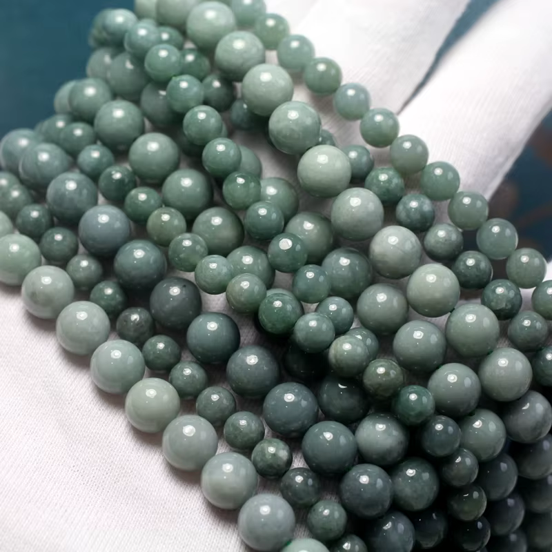 Meihan – pierres rondes lisses en Jade naturel AAA Birmanie, perles amples pour la fabrication de bi