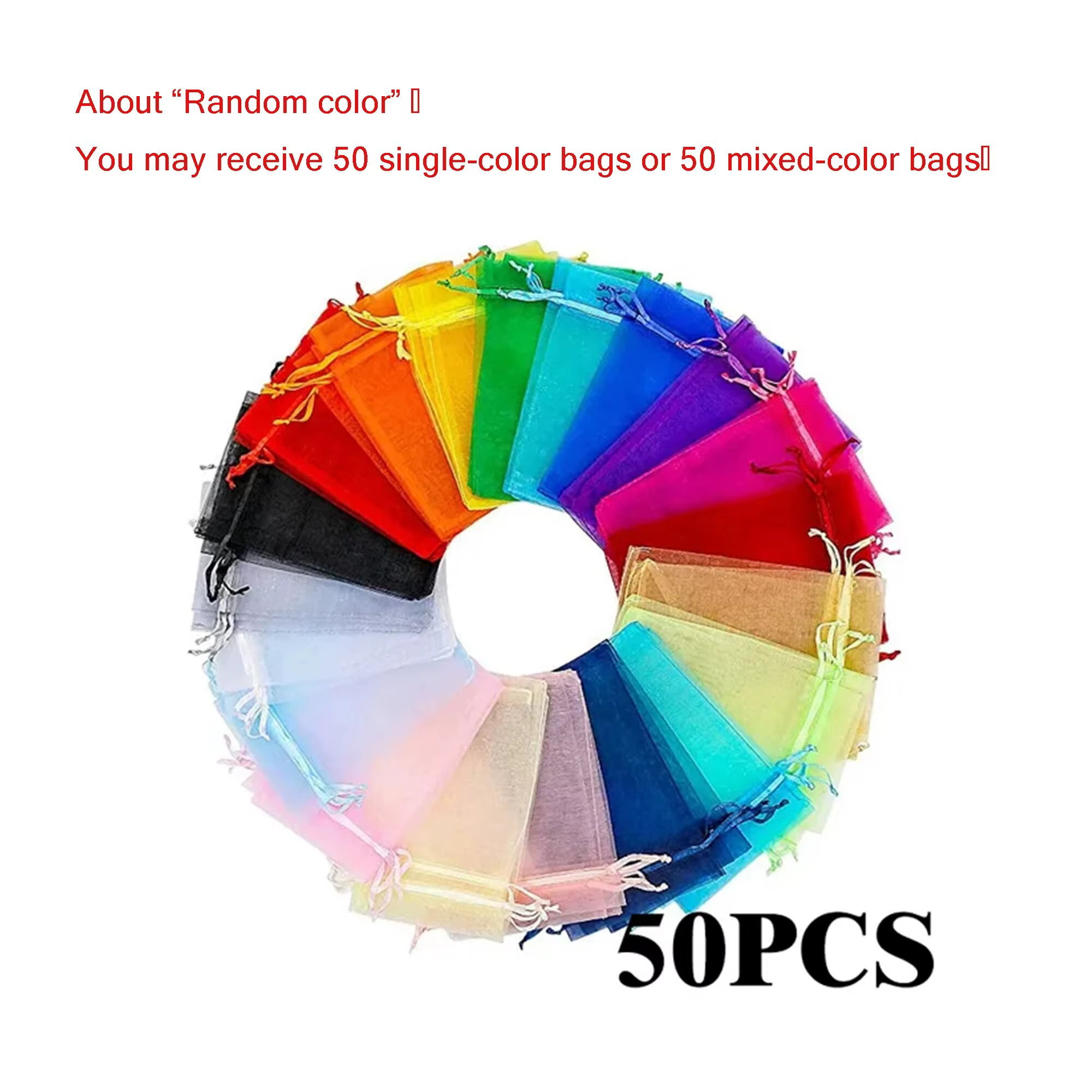 50 pcs/Lot Multicolore Bijoux Emballage Sac 7*9 11*16 15*20cm Organza Sacs Cadeau De Stockage De Mar