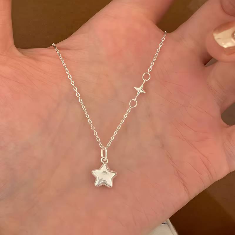 Collier étoile en argent Sterling 925 pour femmes, chaîne de clavicule étoile à cinq branches exquis