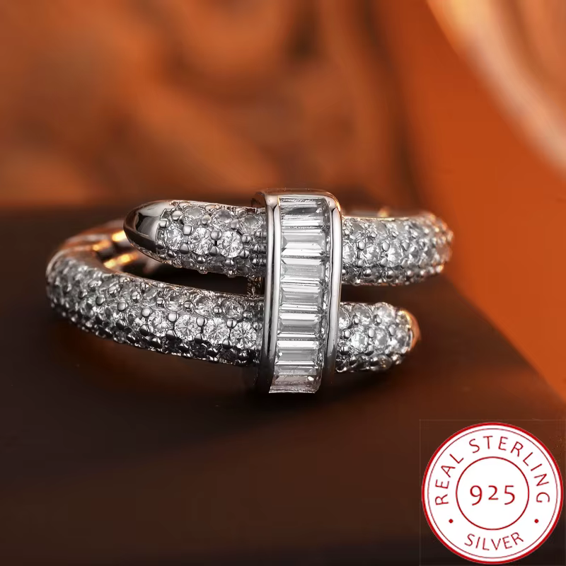 Nouvelle bague de créateur 2026 pour femme, zircon taillé, bande croisée double couche, bijoux de lu