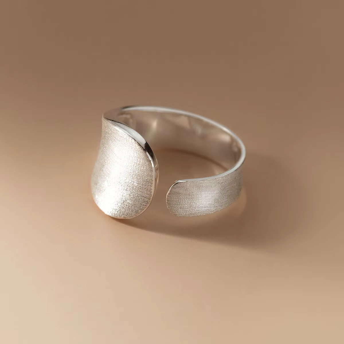 Bagues ajustables en argent sterling 925 finition mate, motif géométrique, pour femmes, bijoux de lu