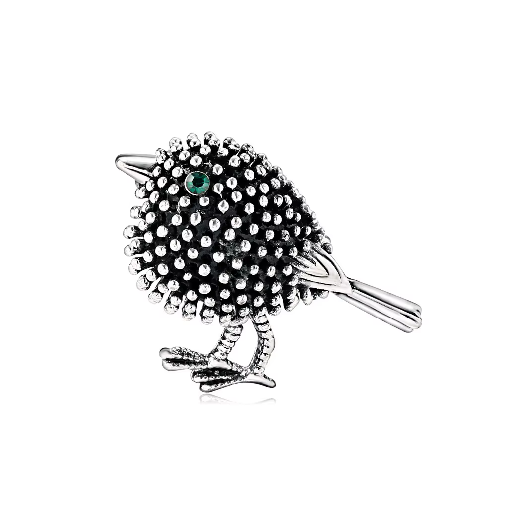 Broche d'oiseau imitation animal mignon, cristal brillant, métal, moineau, pigeon, épingles de fête 