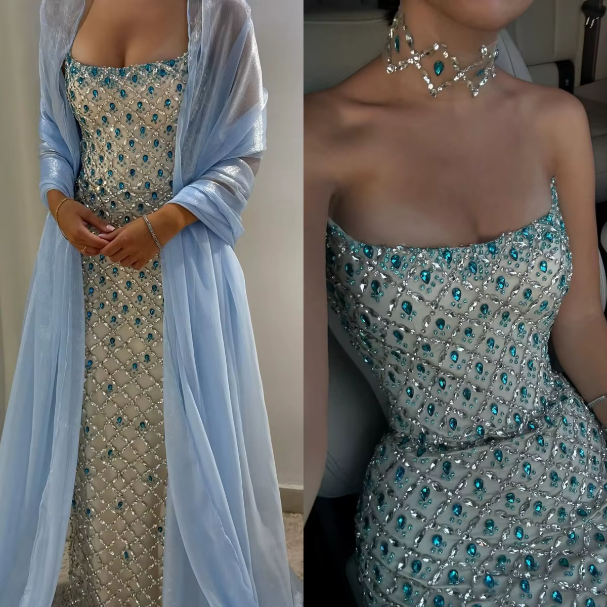 Sirène sans manches robe De Novia exquise cristal bretelles robes De mariée personnalisé Satin robes