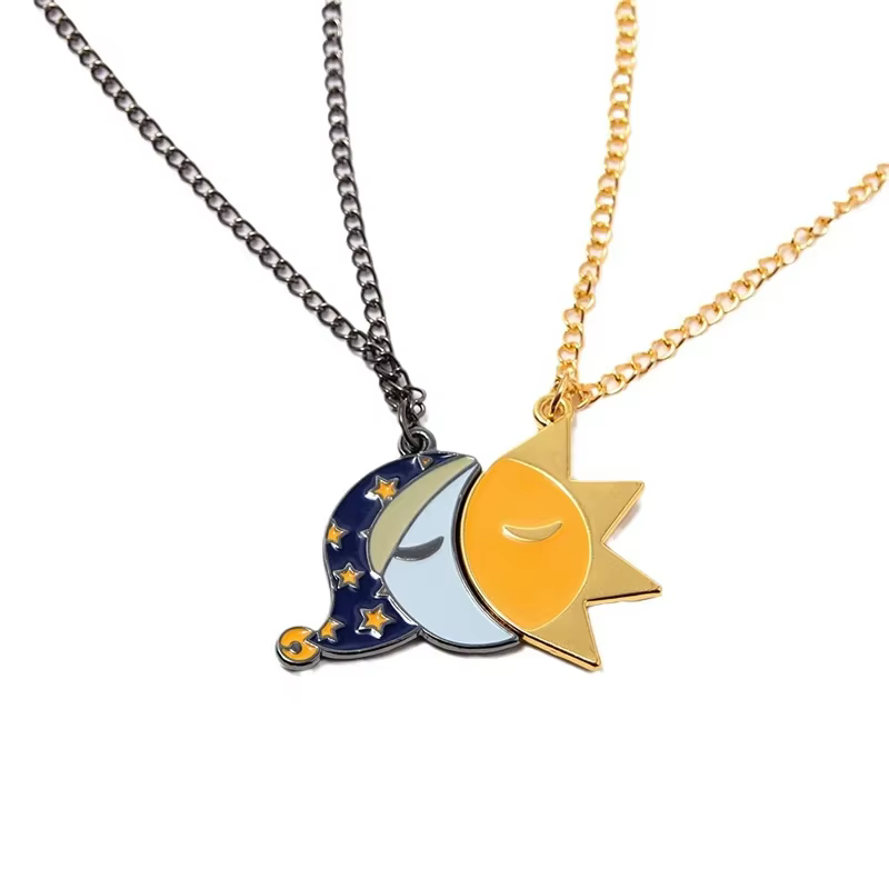 FNAF Costume cadeau soleil et lune collier d'amitié émail Fnaf bijoux-pour hommes femmes et Fans enf