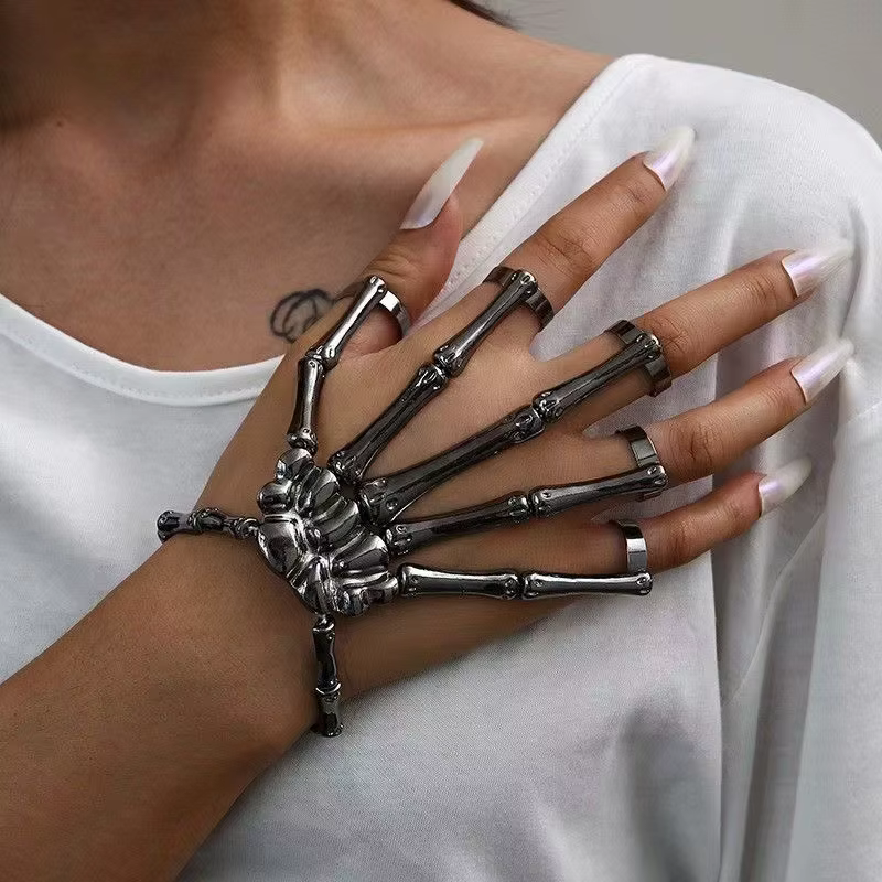Bague de mode euraméricaine rétro Punk Anime personnalité griffe pointue couverture de doigt fantôme
