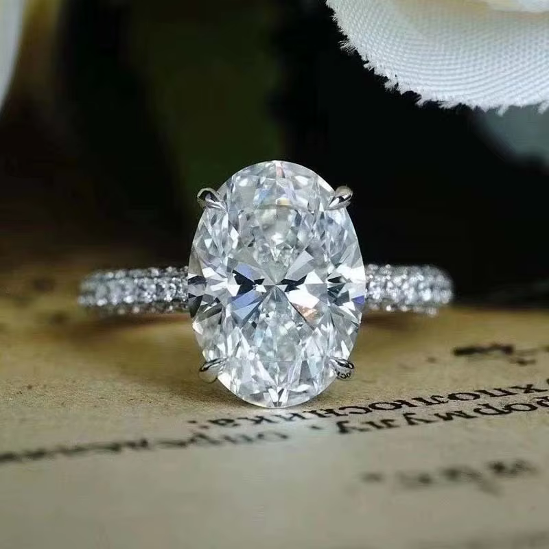 Bague ovale en argent Sterling 925, diamant de laboratoire de 4ct, bague de fiançailles, de mariage,