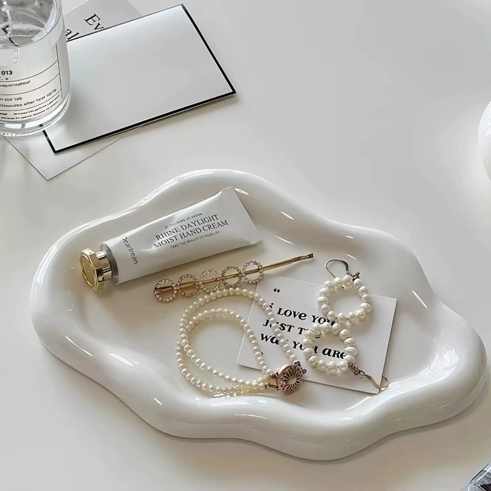 Plateau de rangement en PVC de luxe léger en forme de mini nuage pour bijoux, montres et clés