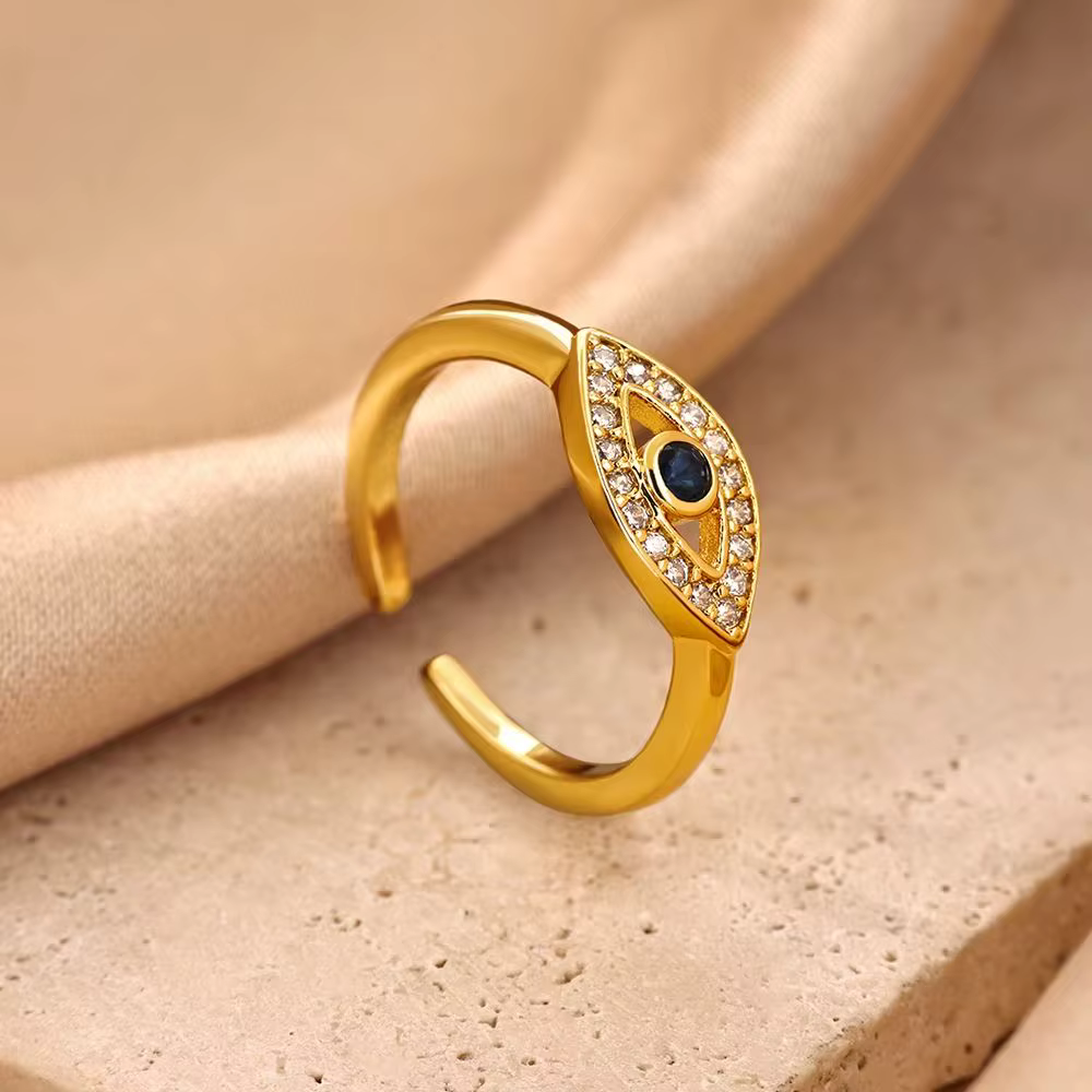 Bagues Goutte d'Eau en Zircon pour Femme, Plaqué Or 18K, Bague Œil Turc, Bijoux Tendance, Cadeaux po