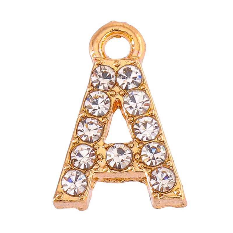 Breloque Alphabet en Zircon plaqué or brillant, 26 lettres, pendentif pour Couples, Bracelet, boucle