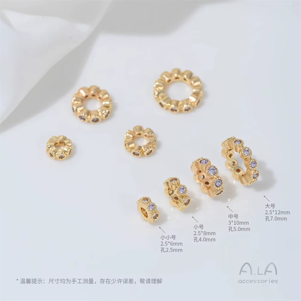 T377 14k or véritable légèrement incrusté de Zircon coloré perles d'argent brillant accessoires de b